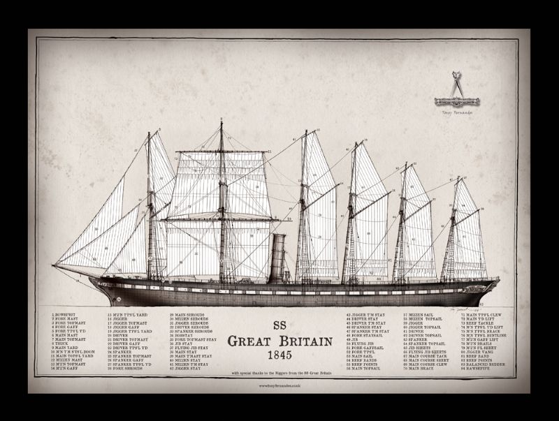 16) SS Great Britain 1845 by Tony Fernandes - signed open print